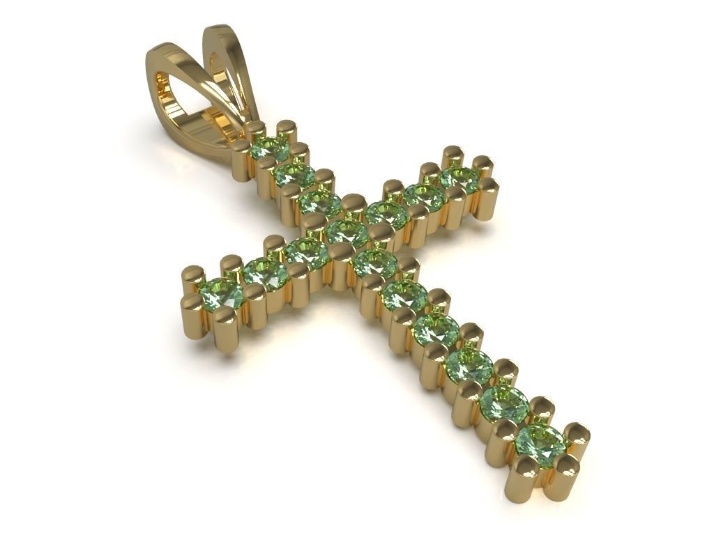 Cross pendant with gems 3D print model_13