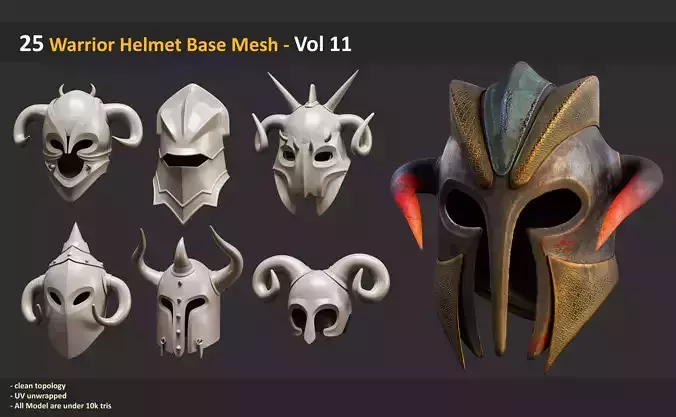 25 Warrior Helmet Base Mesh - Vol 11