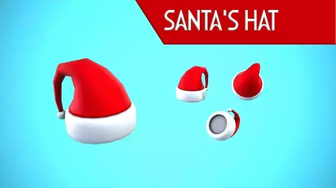 SANTAS HAT CHRISTMAS CARTOON STYLIZED Low-poly 3D model