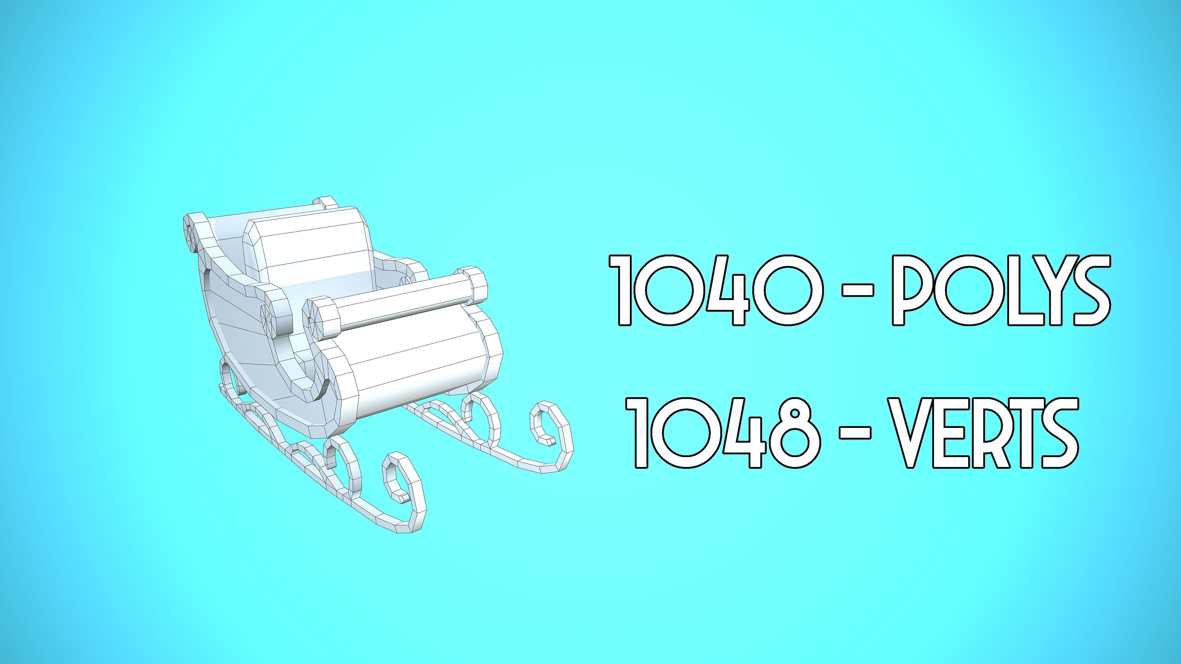 SANTAS SLEIGH CHRISTMAS CARTOON STYLIZED Low-poly 3D model_2