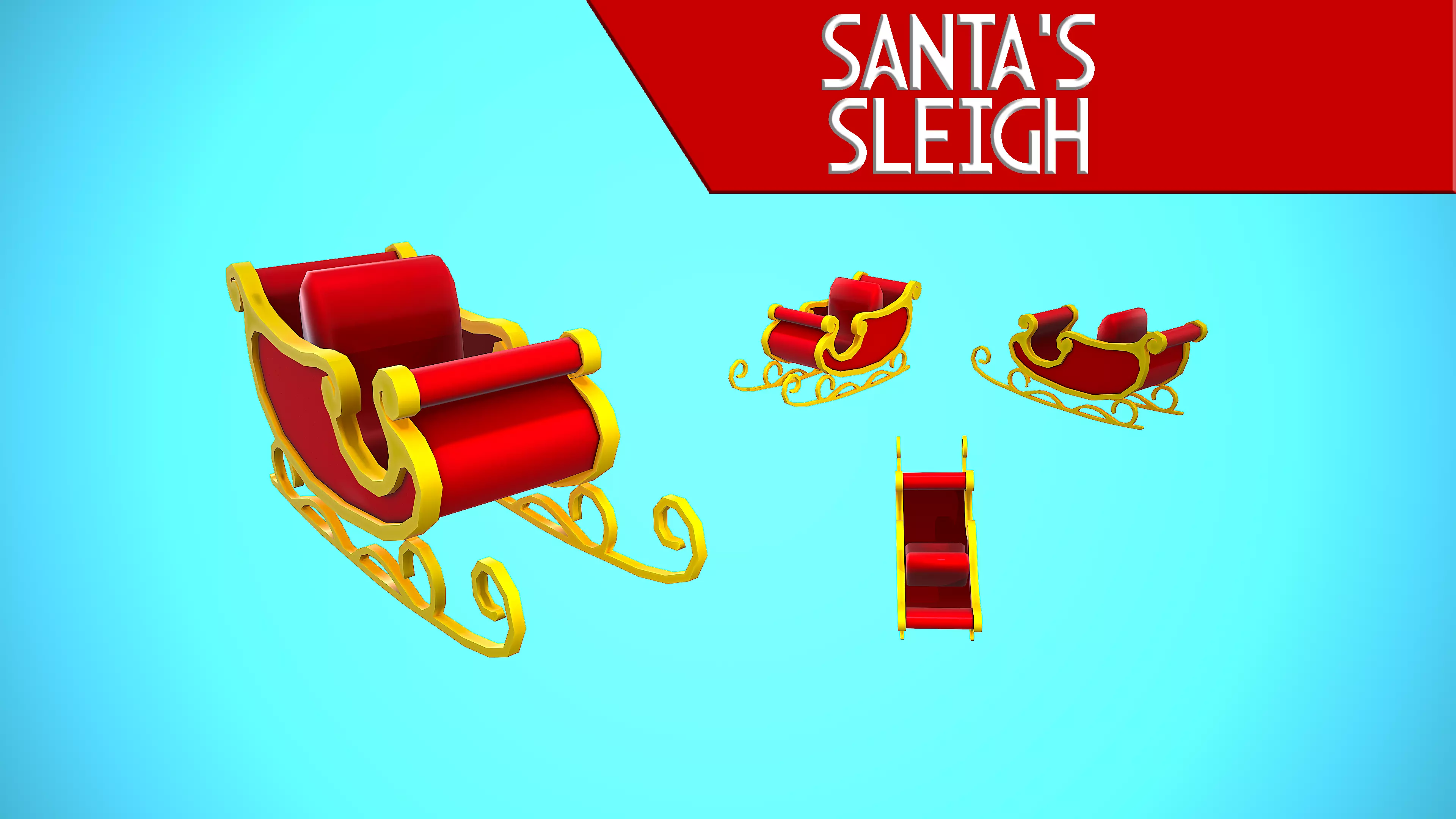 SANTAS SLEIGH CHRISTMAS CARTOON STYLIZED Low-poly 3D model_0