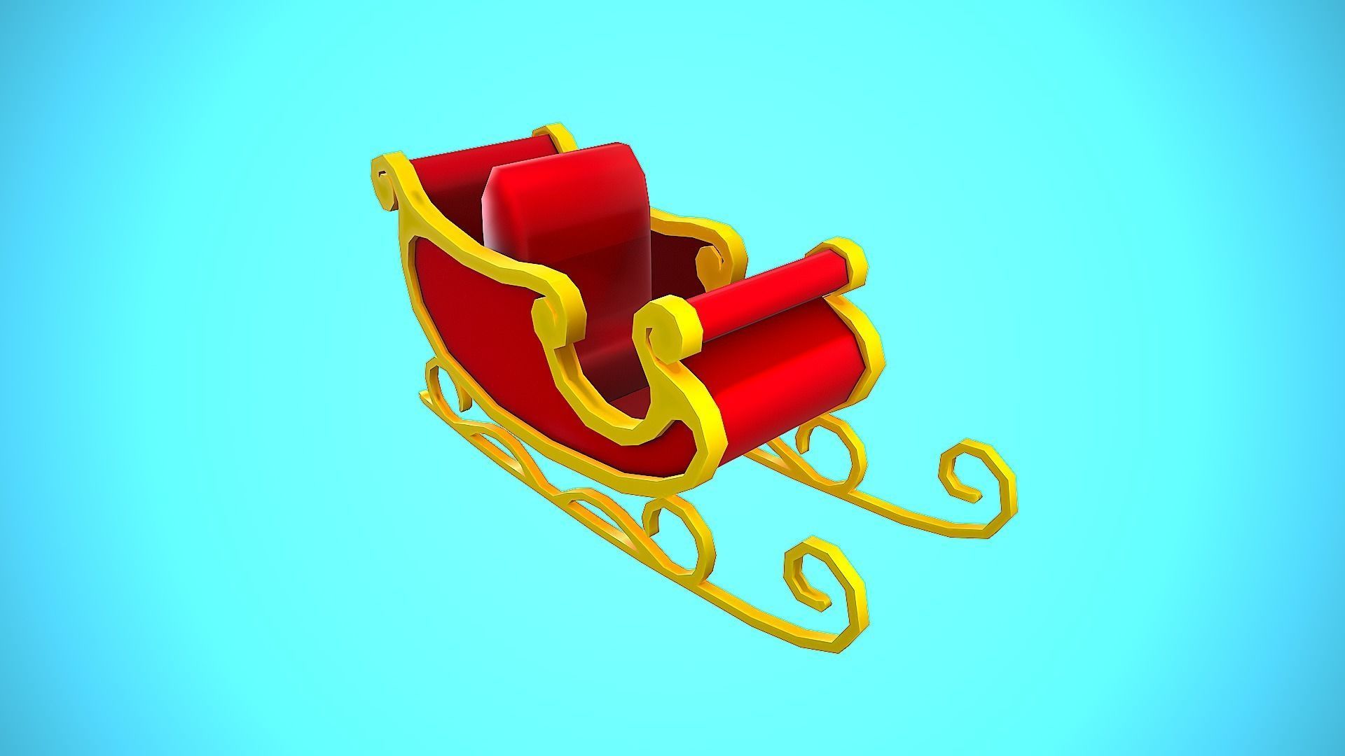 SANTAS SLEIGH CHRISTMAS CARTOON STYLIZED Low-poly 3D model_5