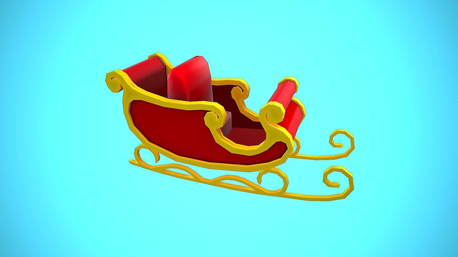 SANTAS SLEIGH CHRISTMAS CARTOON STYLIZED Low-poly 3D model_7