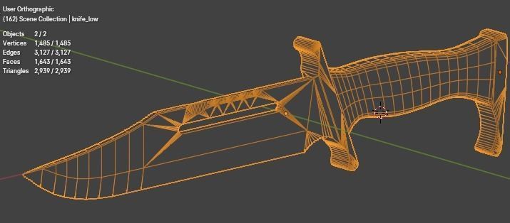 Hunting knife Low-poly 3D model_6