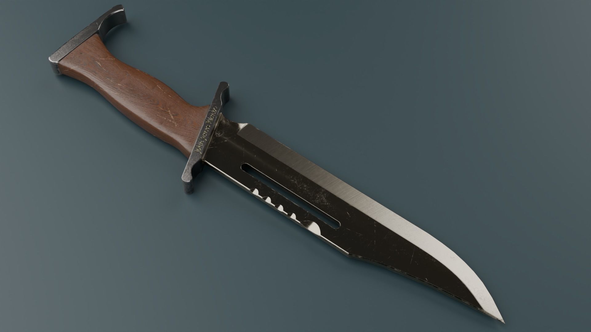 Hunting knife Low-poly 3D model_3