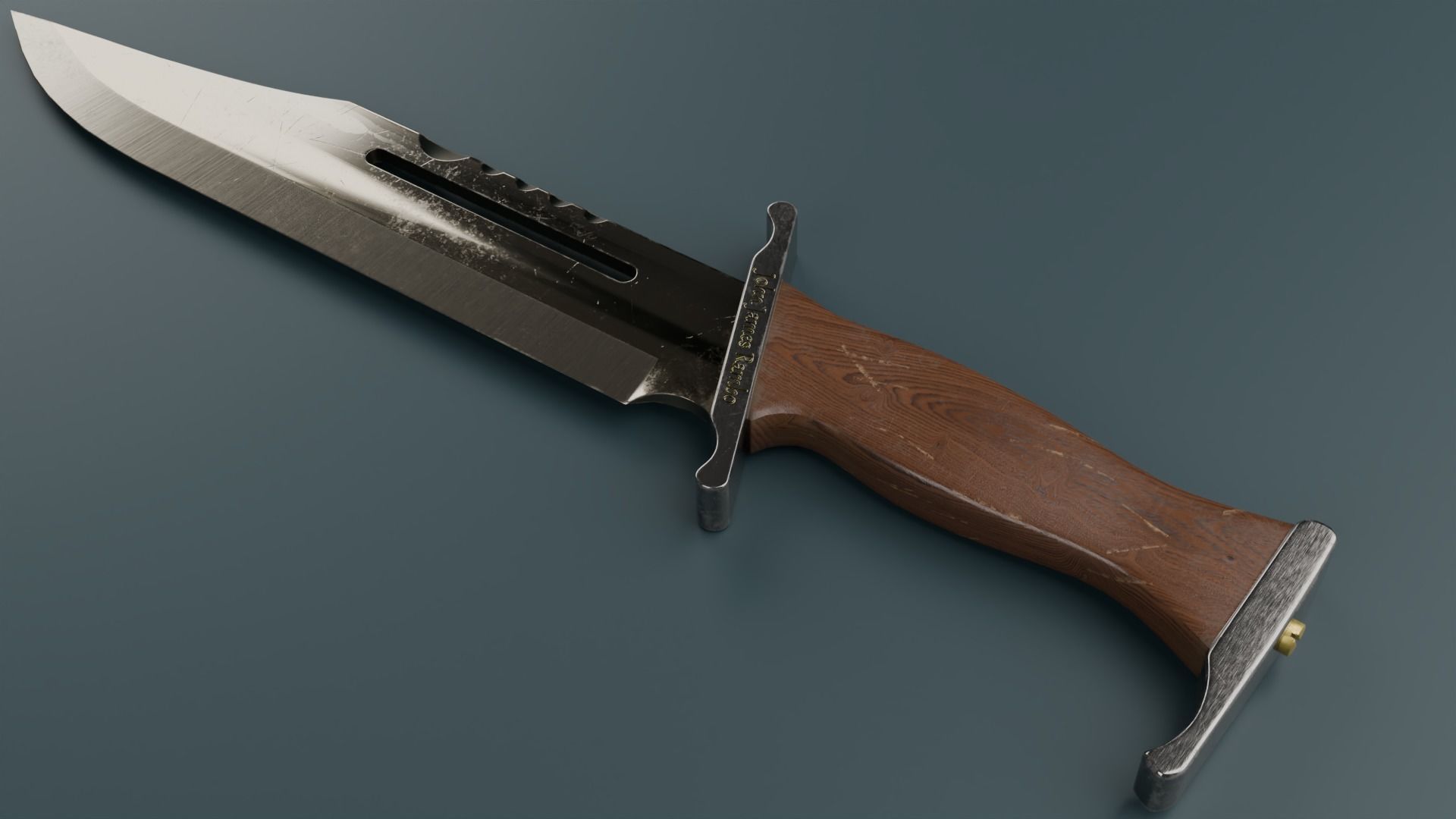 Hunting knife Low-poly 3D model_5