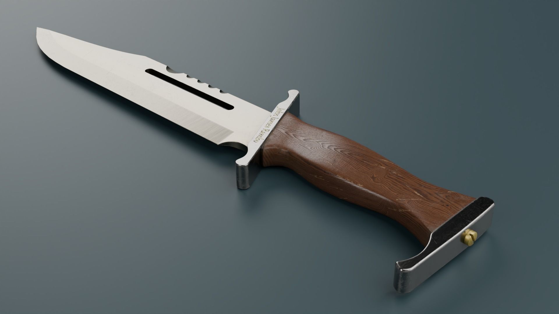 Hunting knife Low-poly 3D model_1