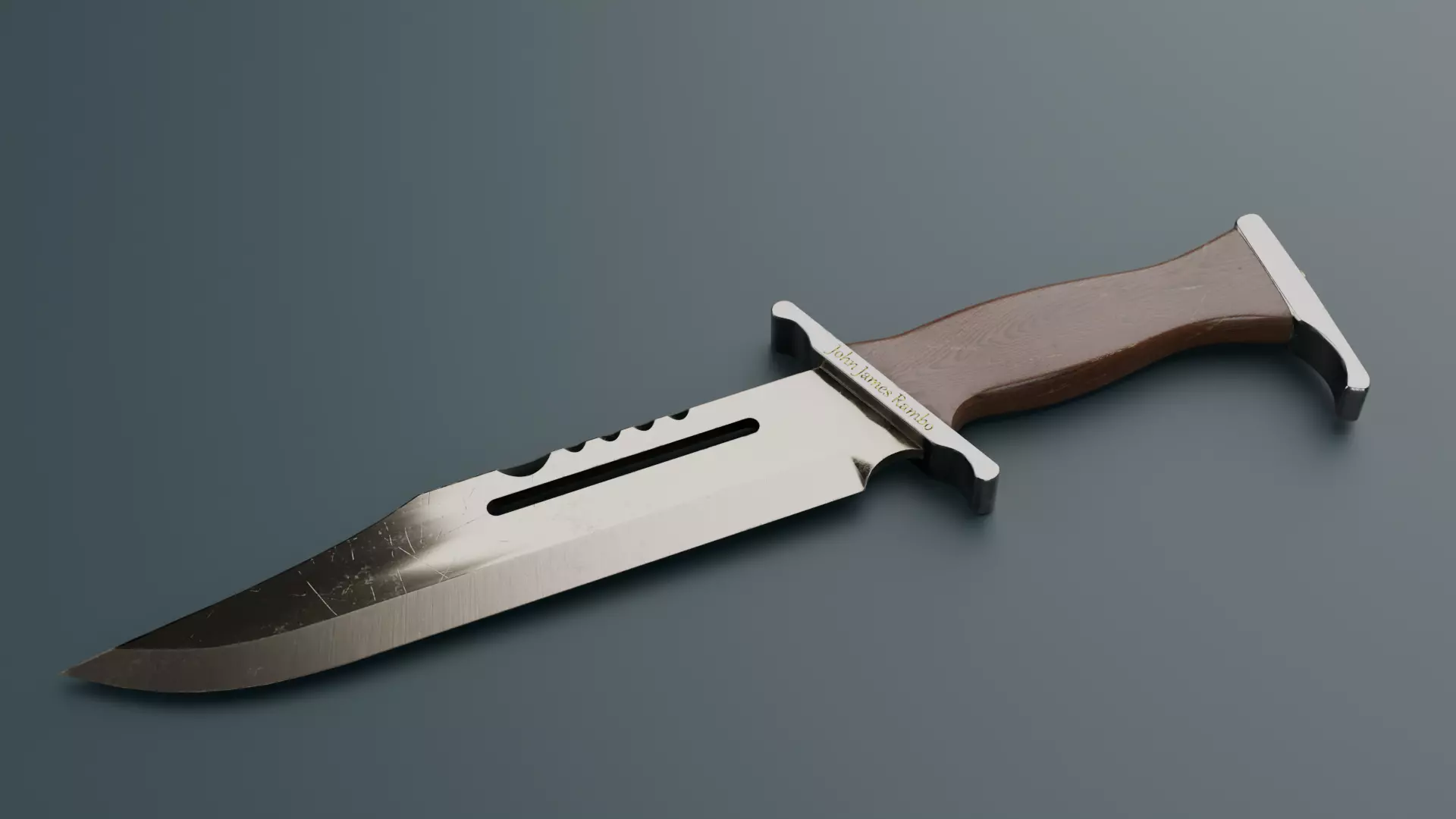 Hunting knife Low-poly 3D model_0
