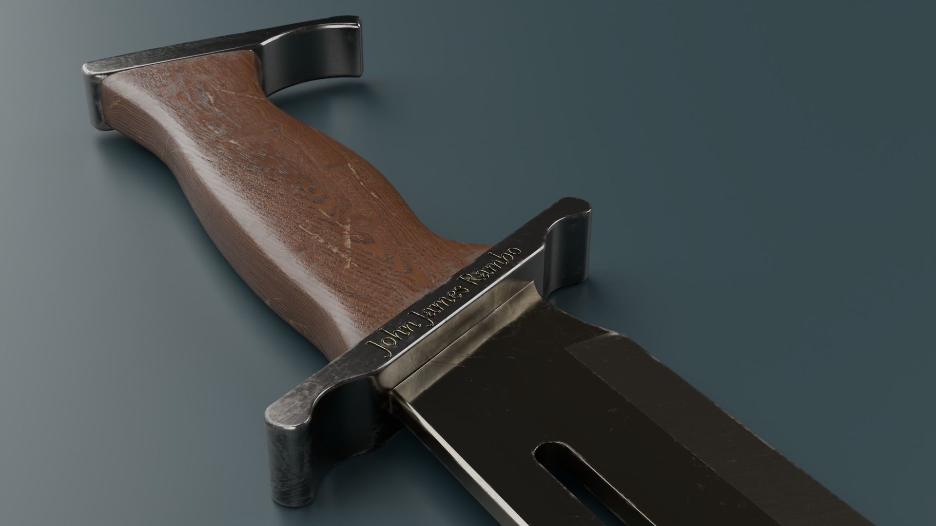 Hunting knife Low-poly 3D model_4