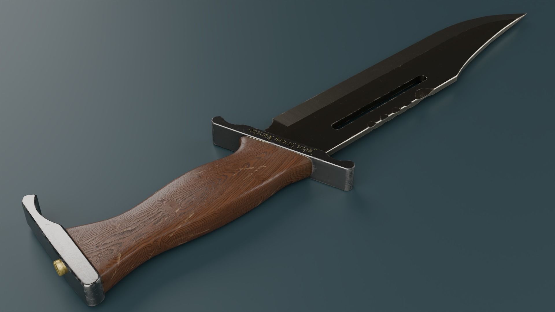 Hunting knife Low-poly 3D model_2