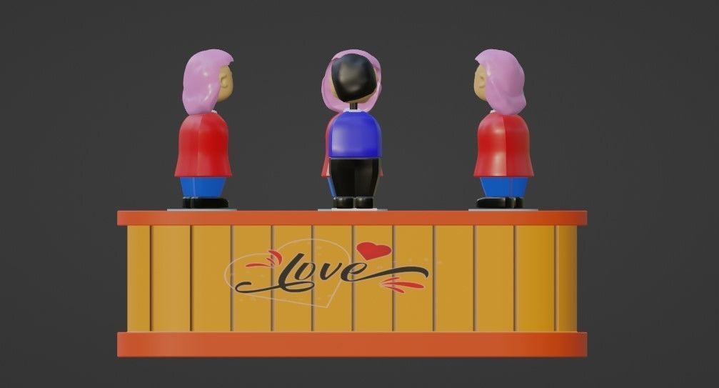 Animated Valentine Day 3D Model Eternal Love kiss Circle Low-poly 3D model_8