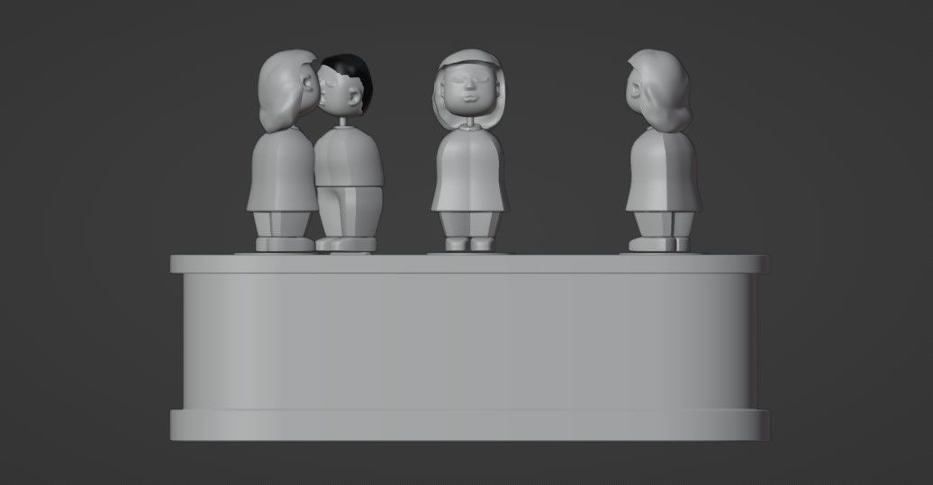 Animated Valentine Day 3D Model Eternal Love kiss Circle Low-poly 3D model_6