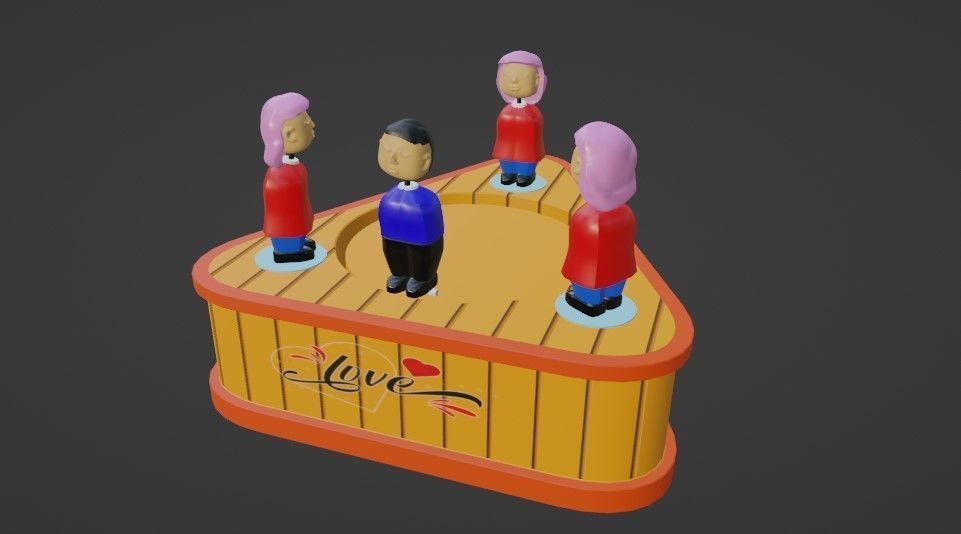 Animated Valentine Day 3D Model Eternal Love kiss Circle Low-poly 3D model_2