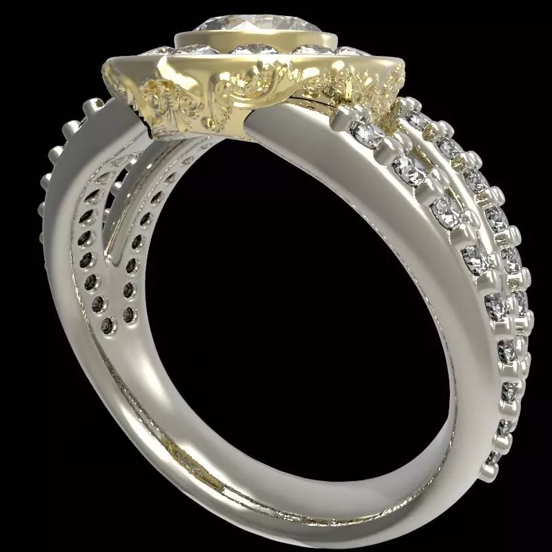 engraving halo ring center gem 6 mm 3D print model