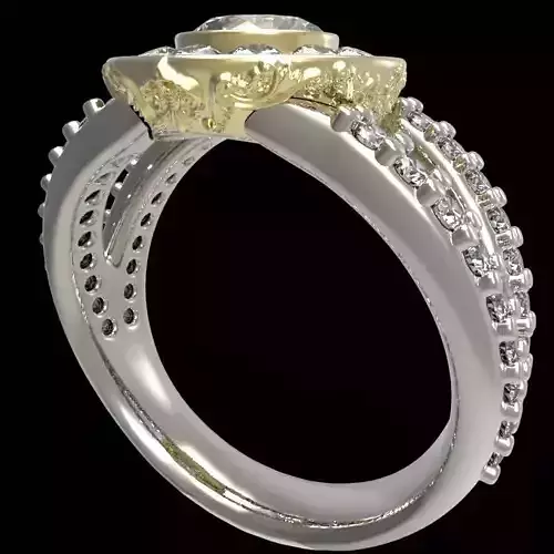 engraving halo ring center gem 6 mm  3D print model