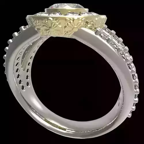 engraving halo ring center gem 6 mm 3D print model
