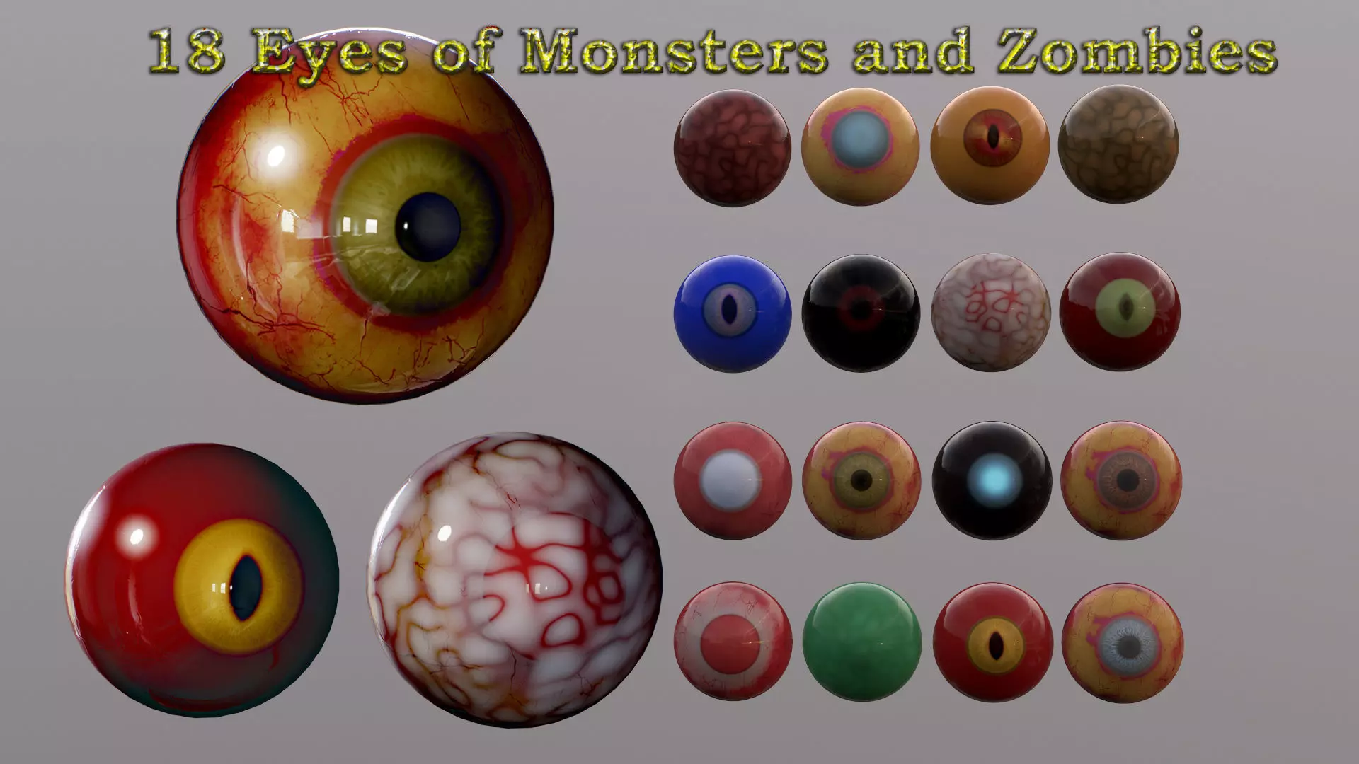 18 Eyes of Monsters and Zombies Low-poly 3D model_0