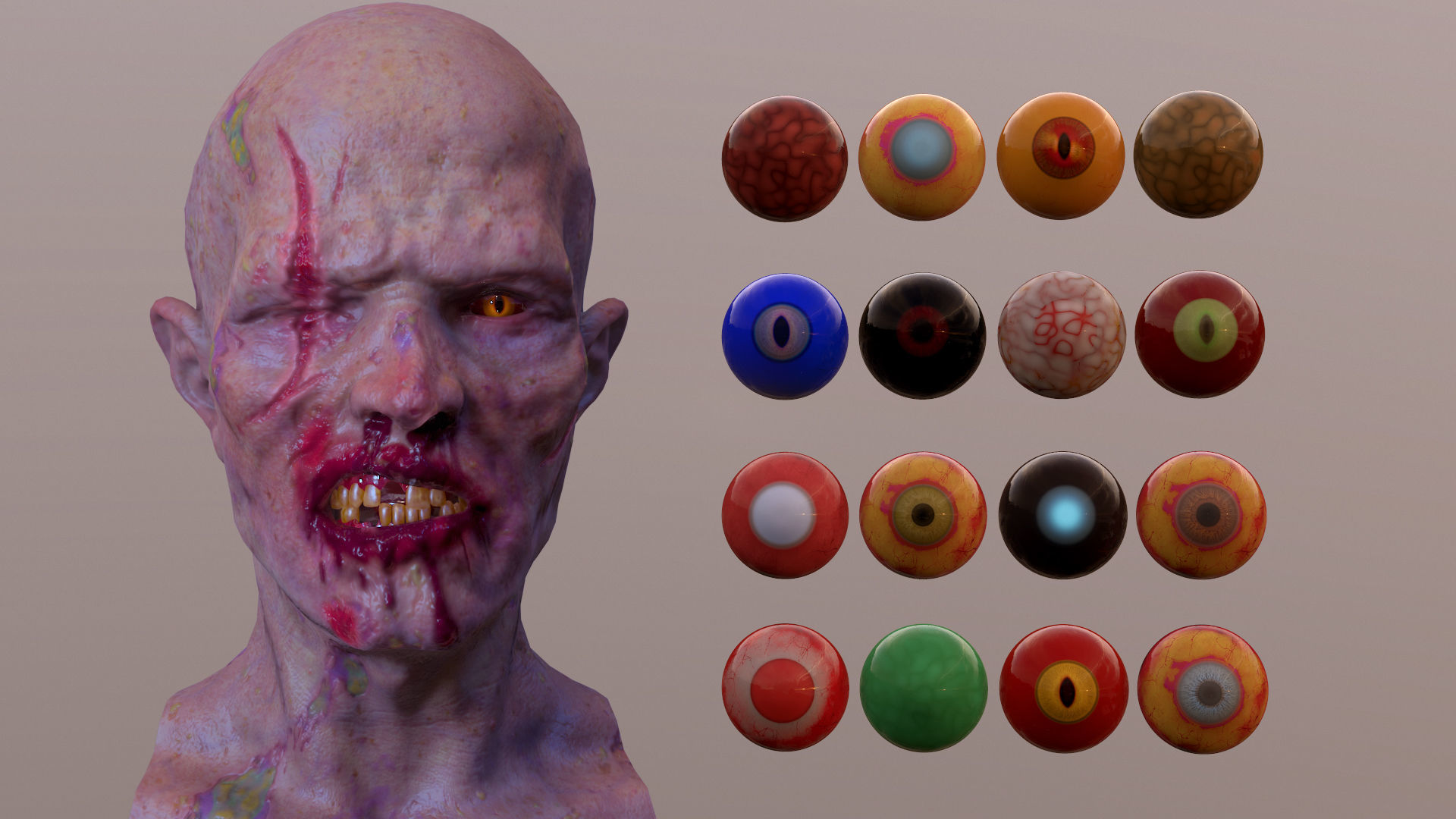 18 Eyes of Monsters and Zombies Low-poly 3D model_13