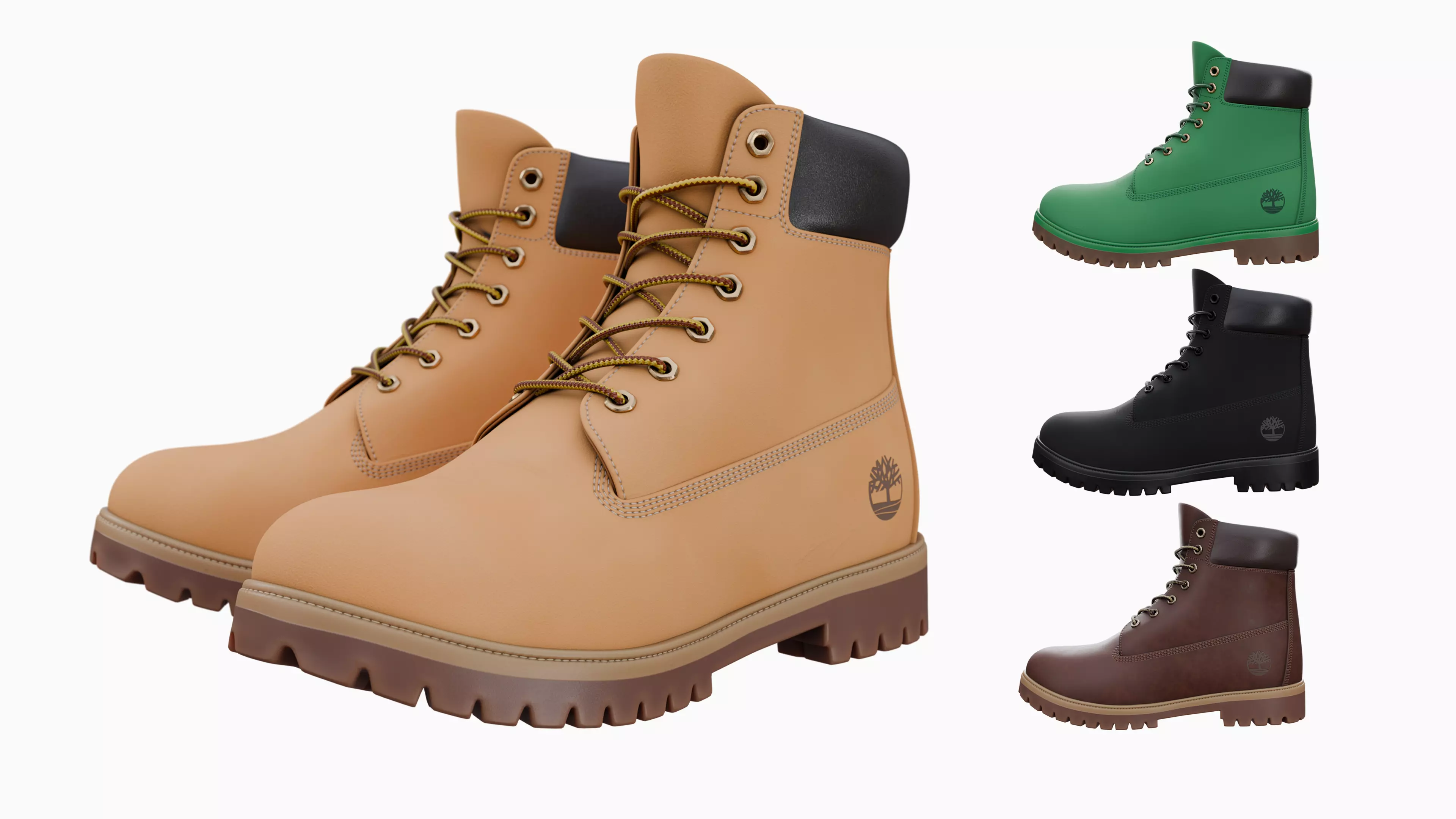 Timberland boots Low-poly 3D model_0