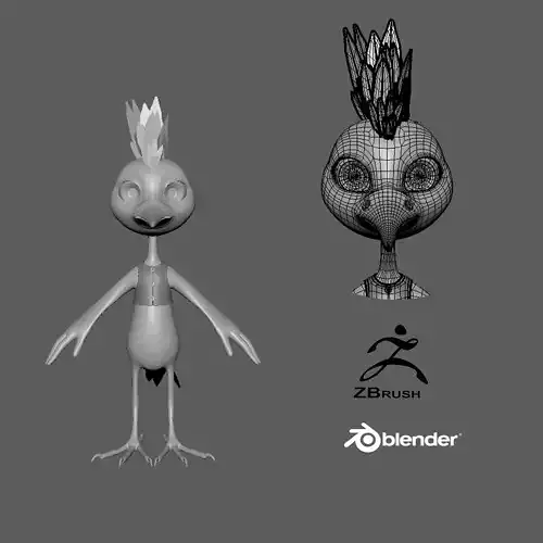  Cartoon Hoopoe - base mesh