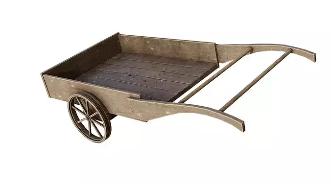Medieval Cart Low-poly 3D model 6