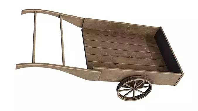 Medieval Cart Low-poly 3D model 5