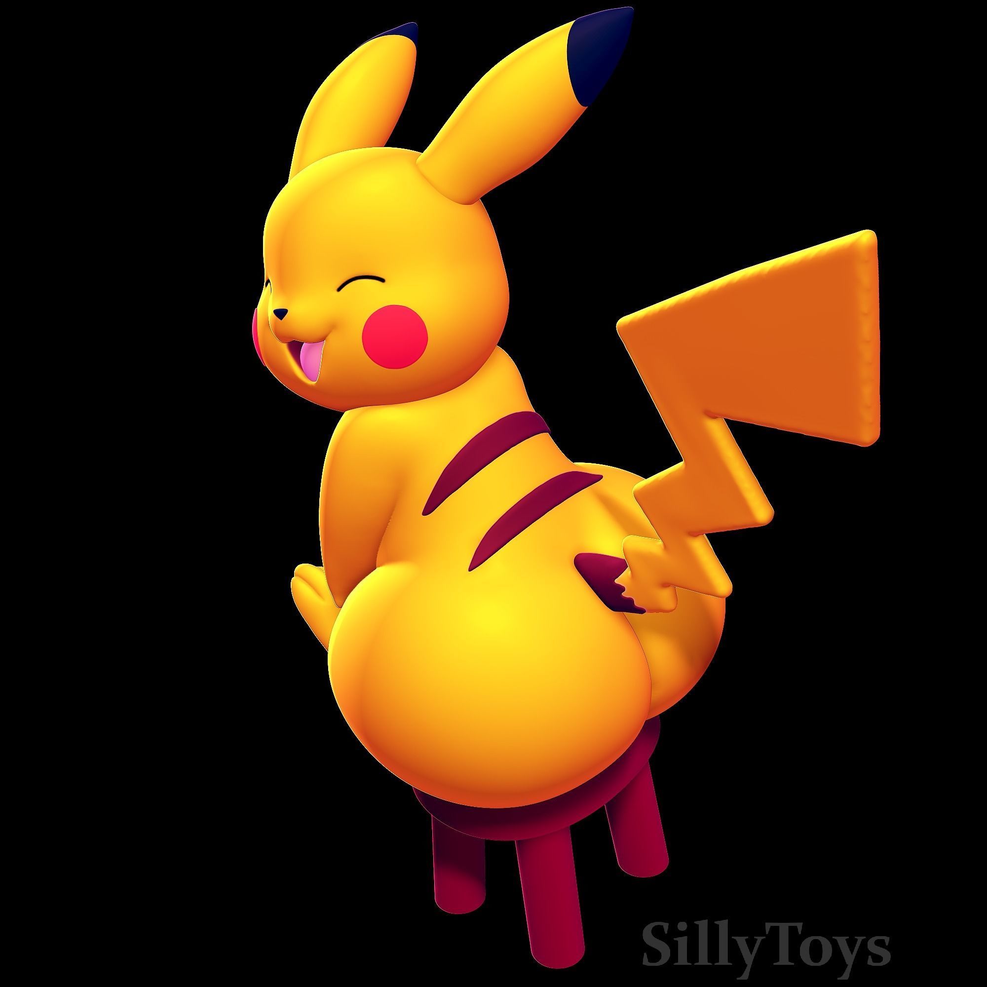Pikachu Sitting on a Stool 3D print model_5