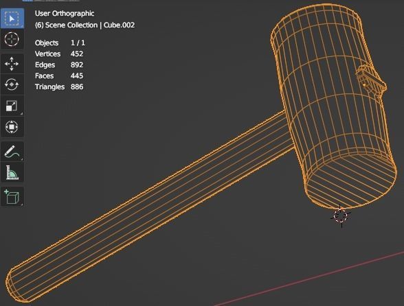 wood hammer Low-poly 3D model_5