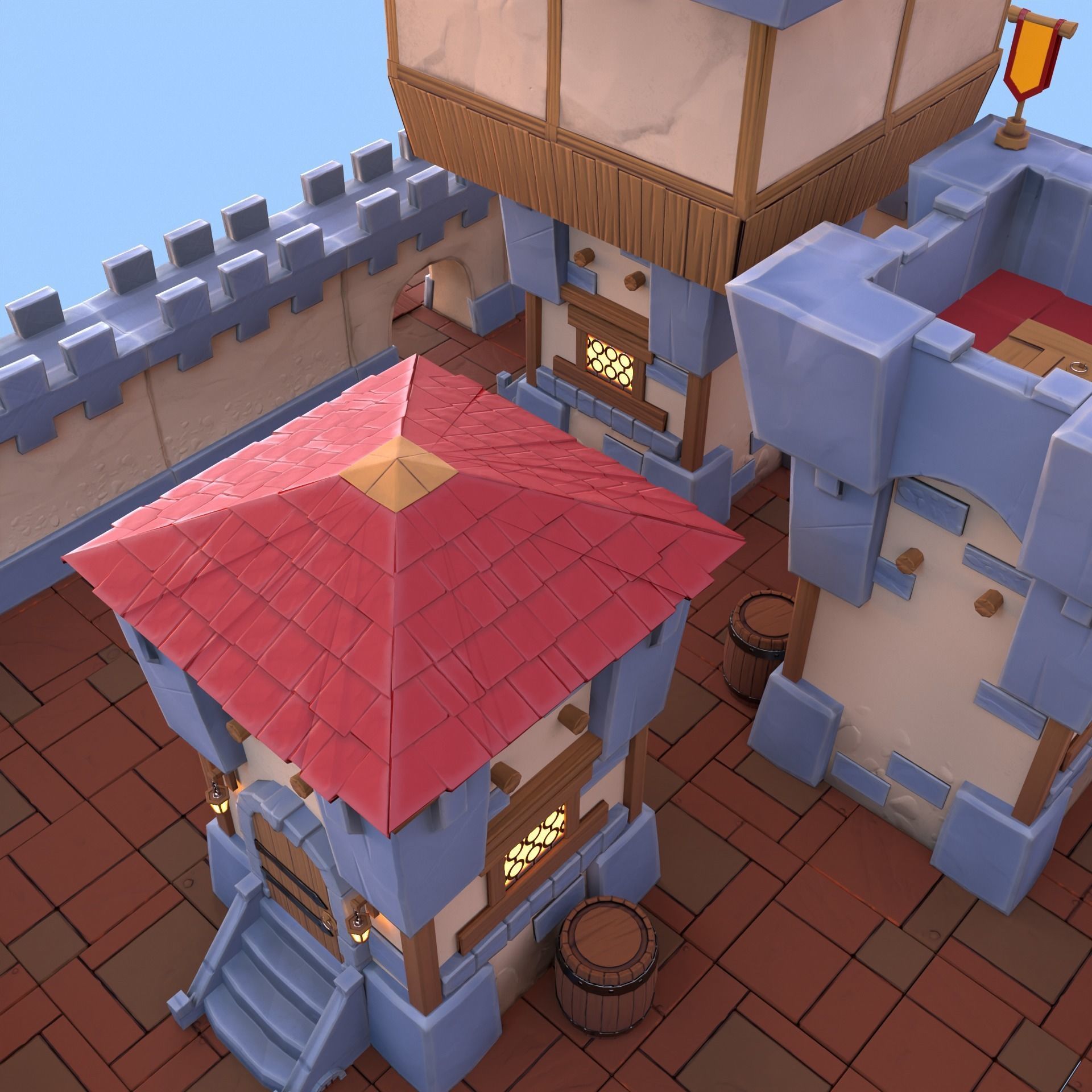 3D model Low poly Castle village combinations VR / AR / low-poly | CGTrader