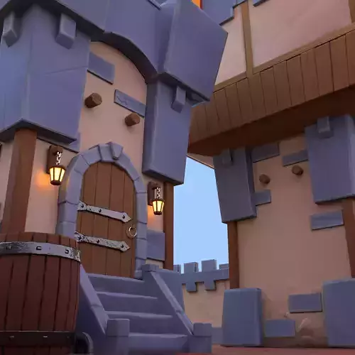 Low poly Castle village combinations