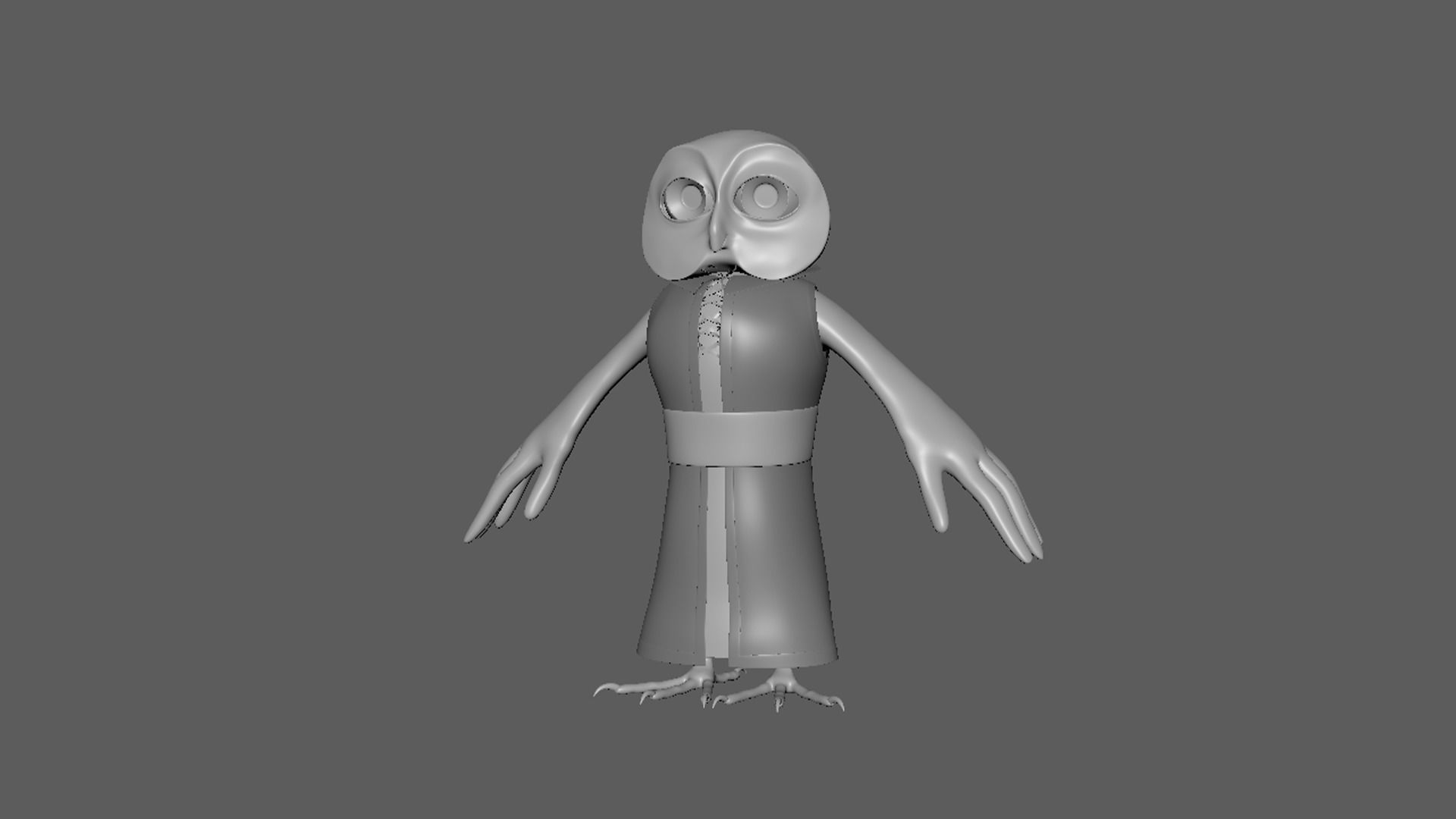 Cartoon Owl- base mesh Low-poly 3D model_10