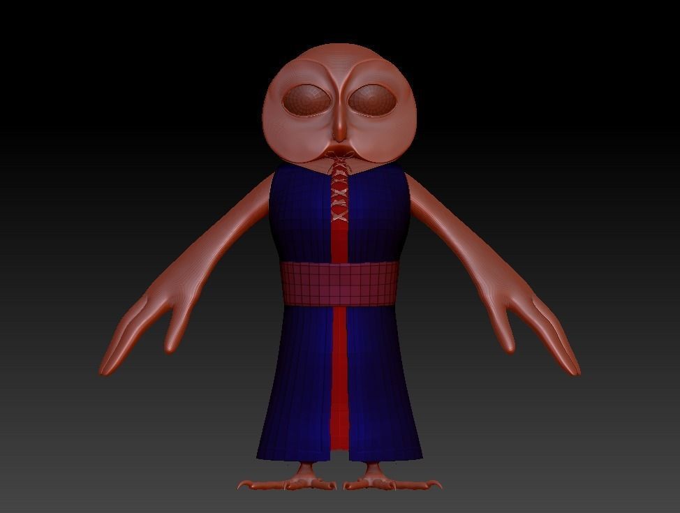 Cartoon Owl- base mesh Low-poly 3D model_13