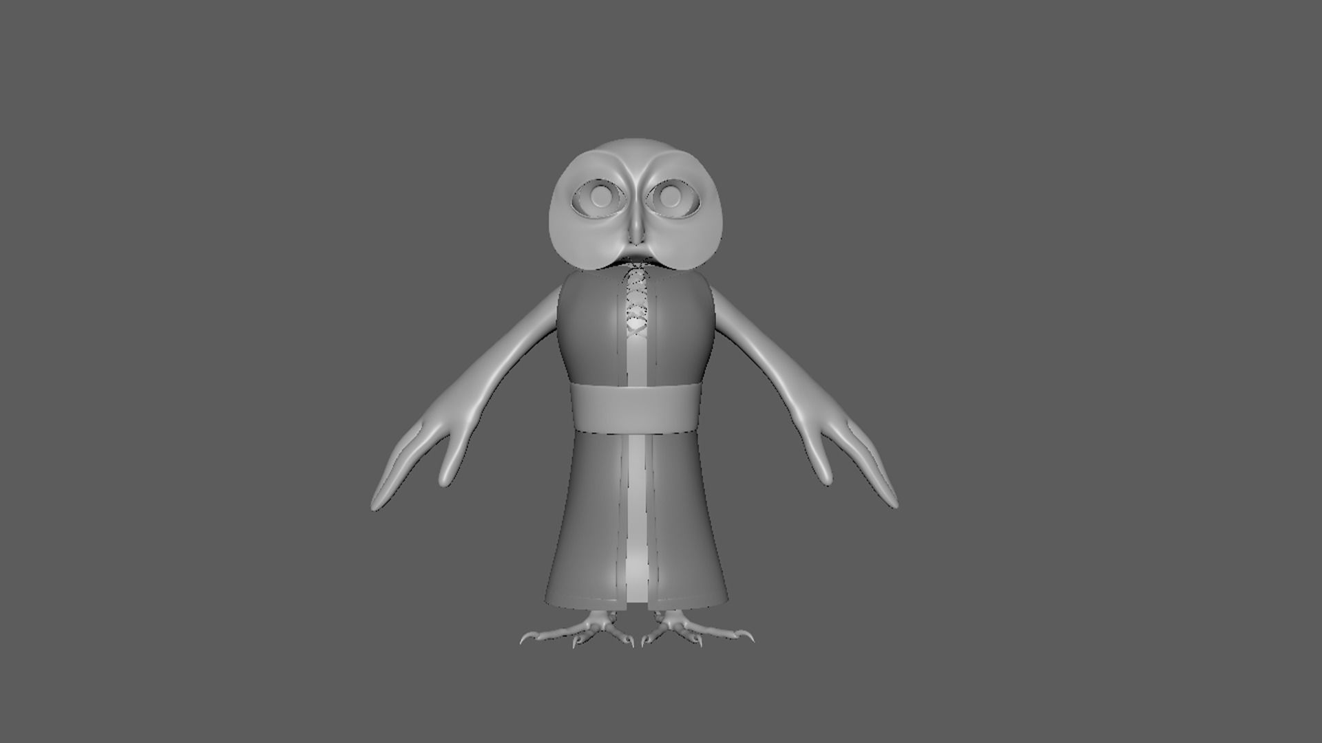 Cartoon Owl- base mesh Low-poly 3D model_5