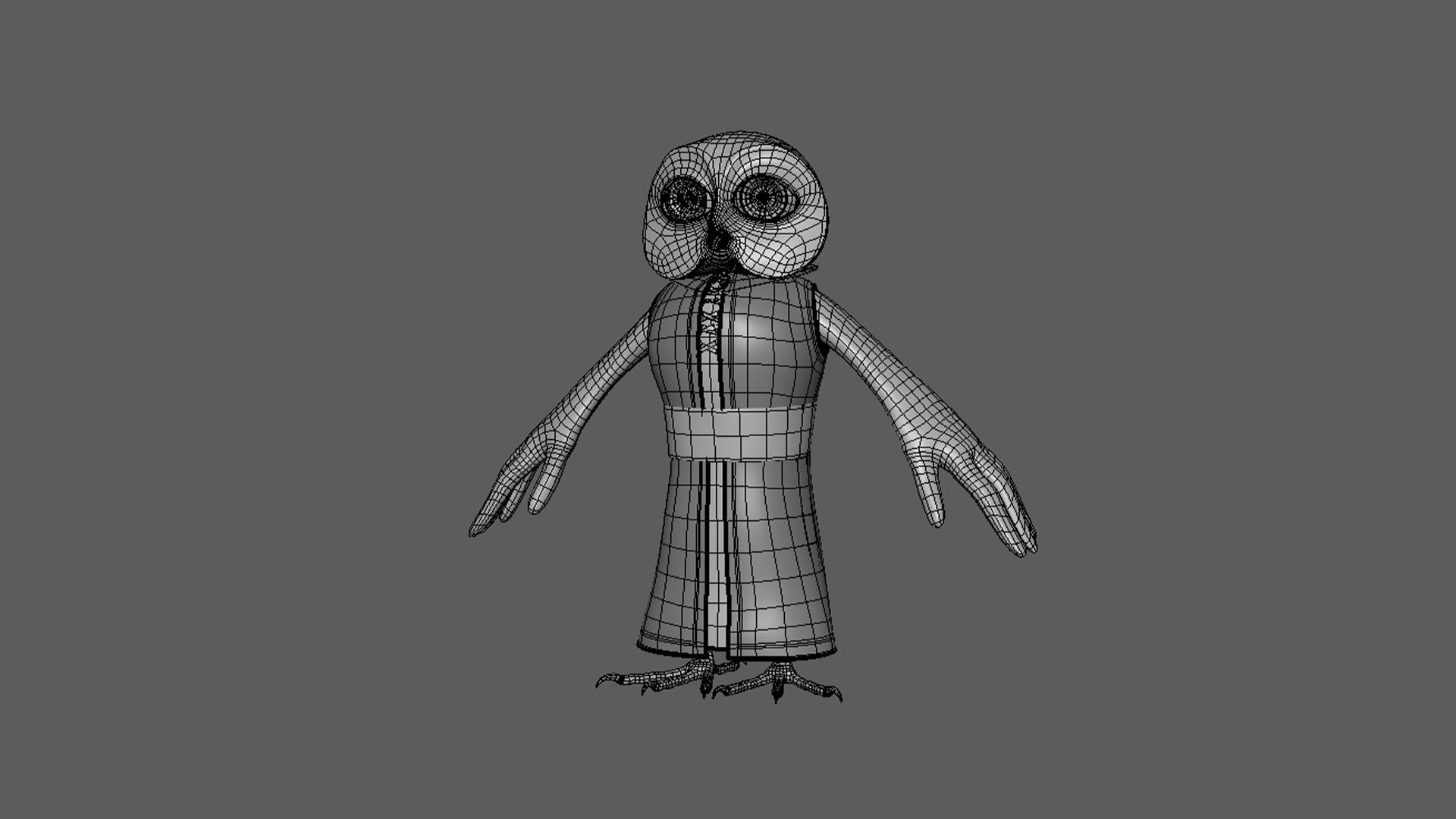 Cartoon Owl- base mesh Low-poly 3D model_11