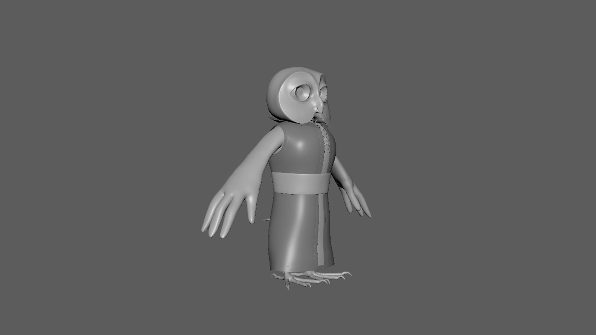 Cartoon Owl- base mesh Low-poly 3D model_6