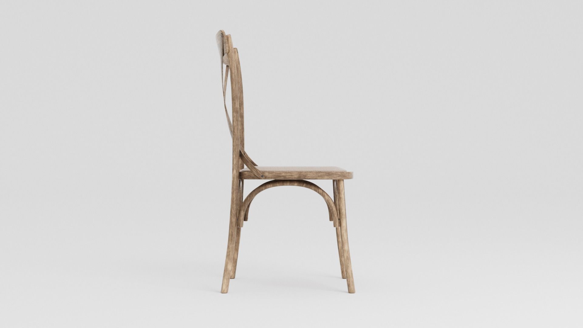 Rustic Wooden Chair Low-poly 3D model_3