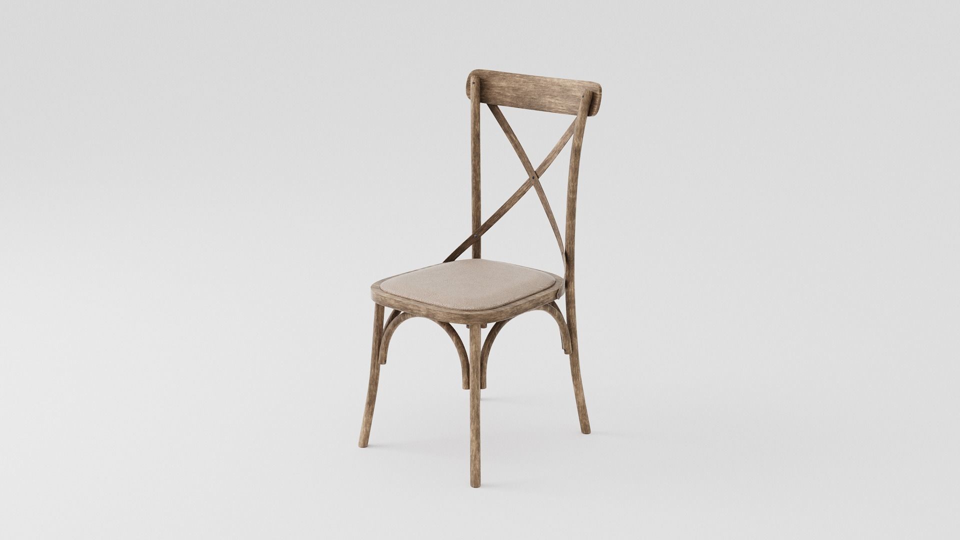 Rustic Wooden Chair Low-poly 3D model_2