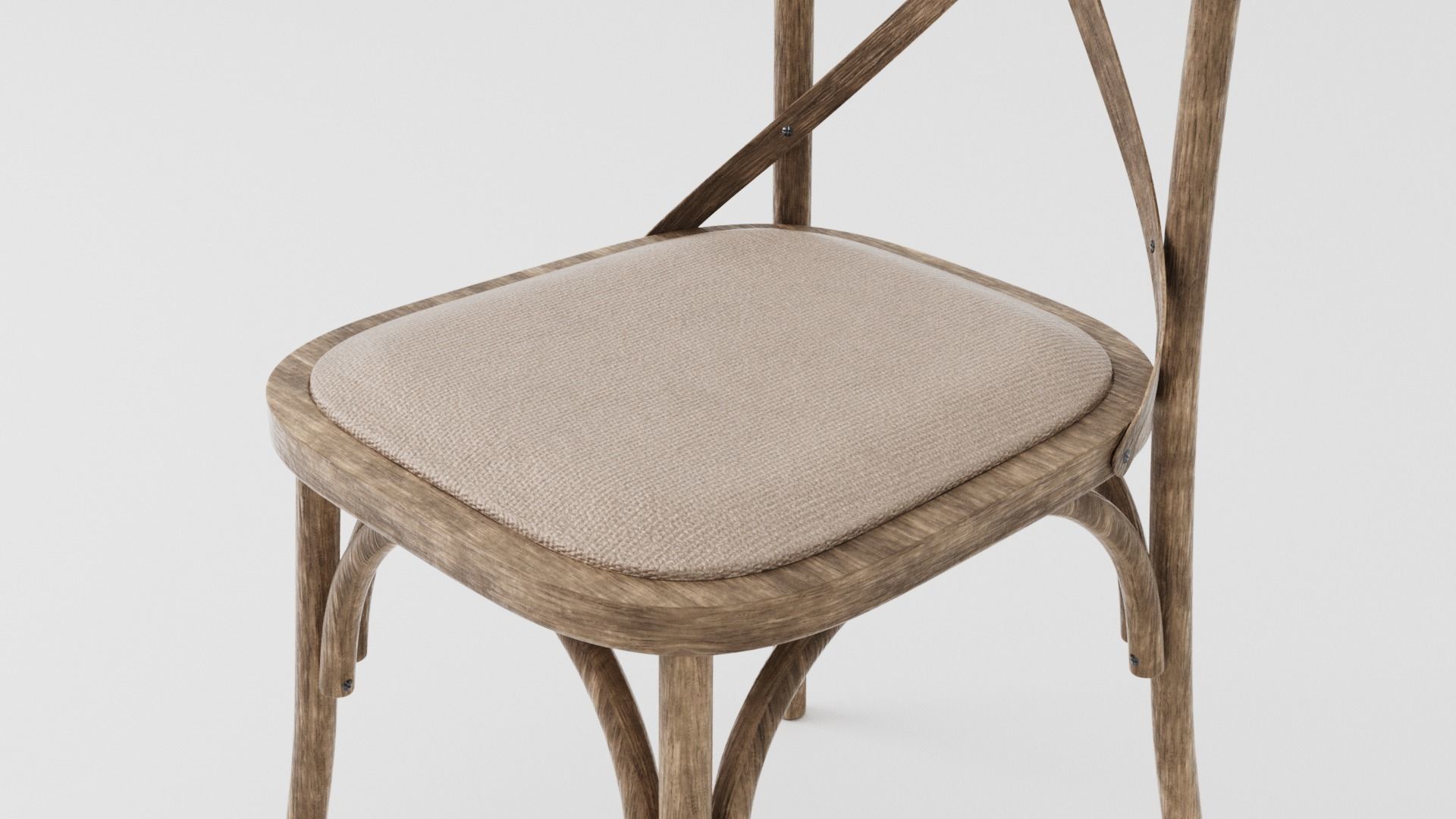 Rustic Wooden Chair Low-poly 3D model_4