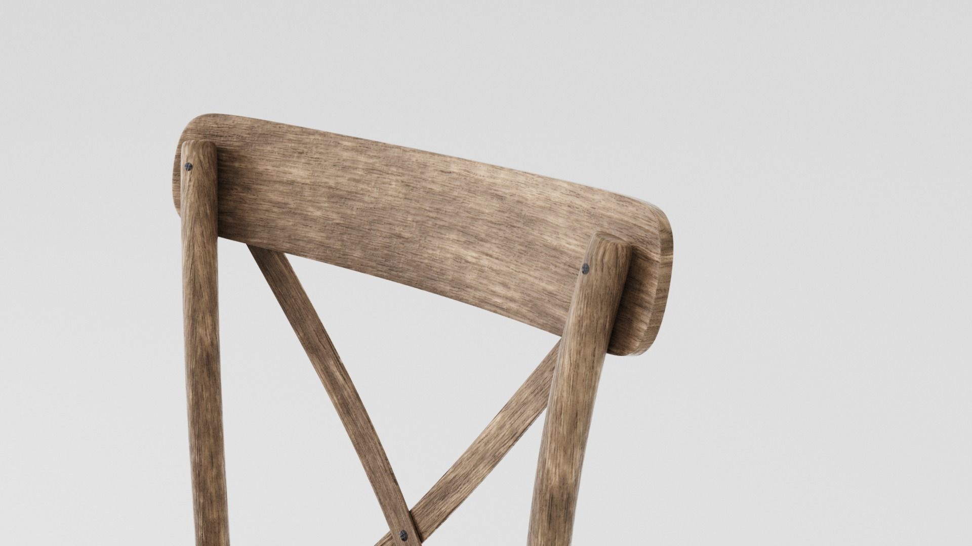 Rustic Wooden Chair Low-poly 3D model_7
