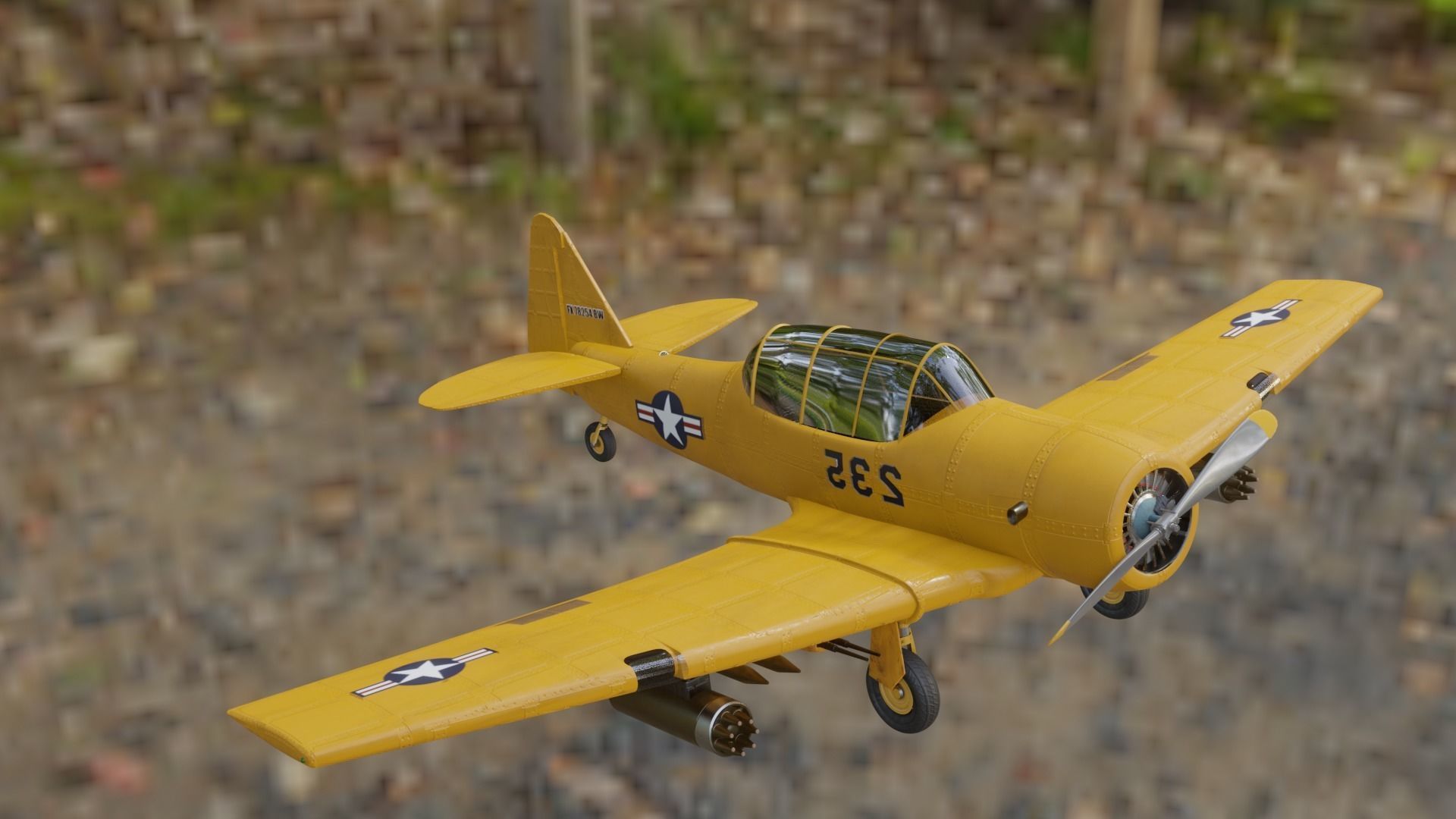 airplane t6 texan  low poly Low-poly 3D model_1