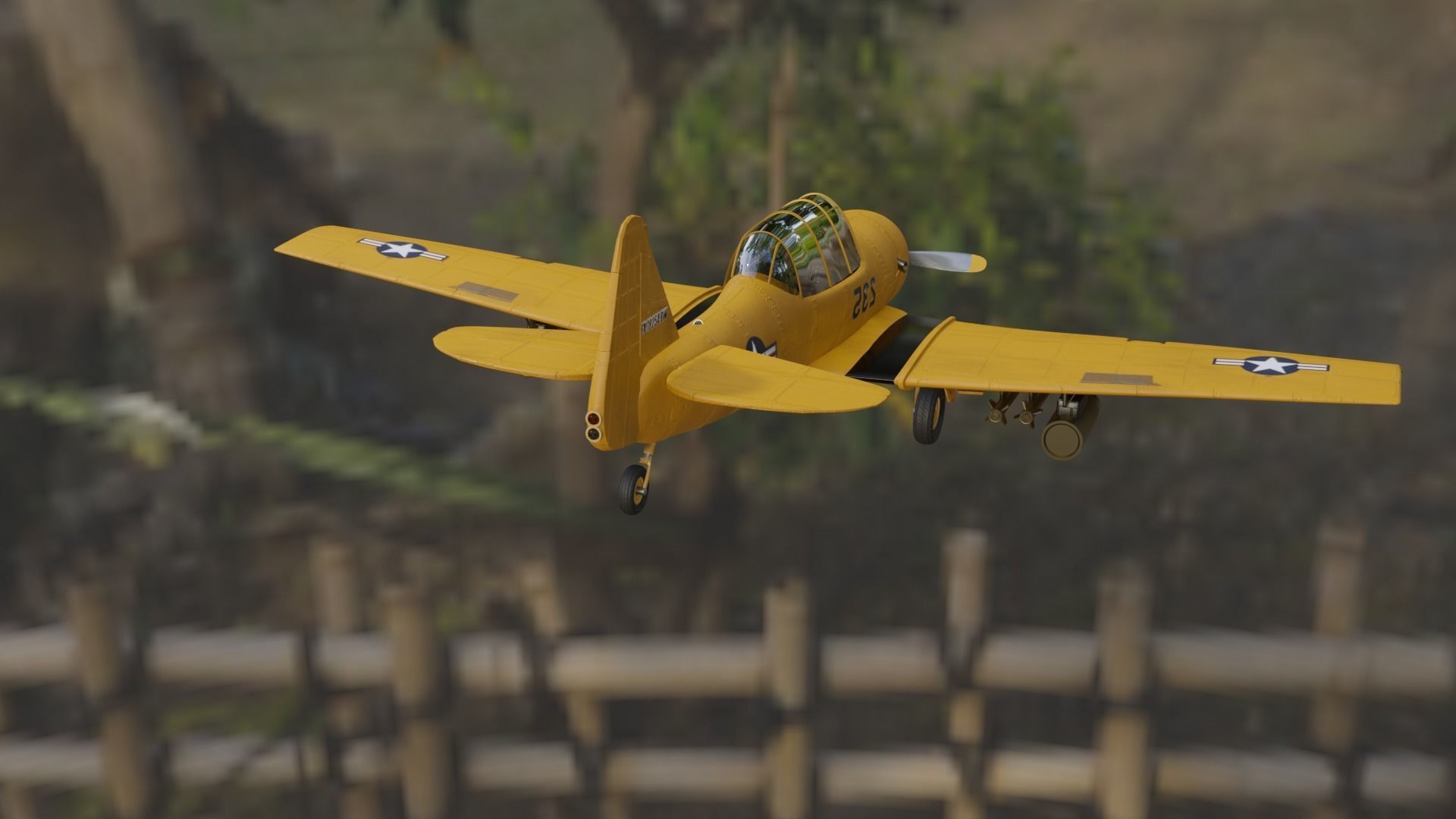 airplane t6 texan  low poly Low-poly 3D model_6