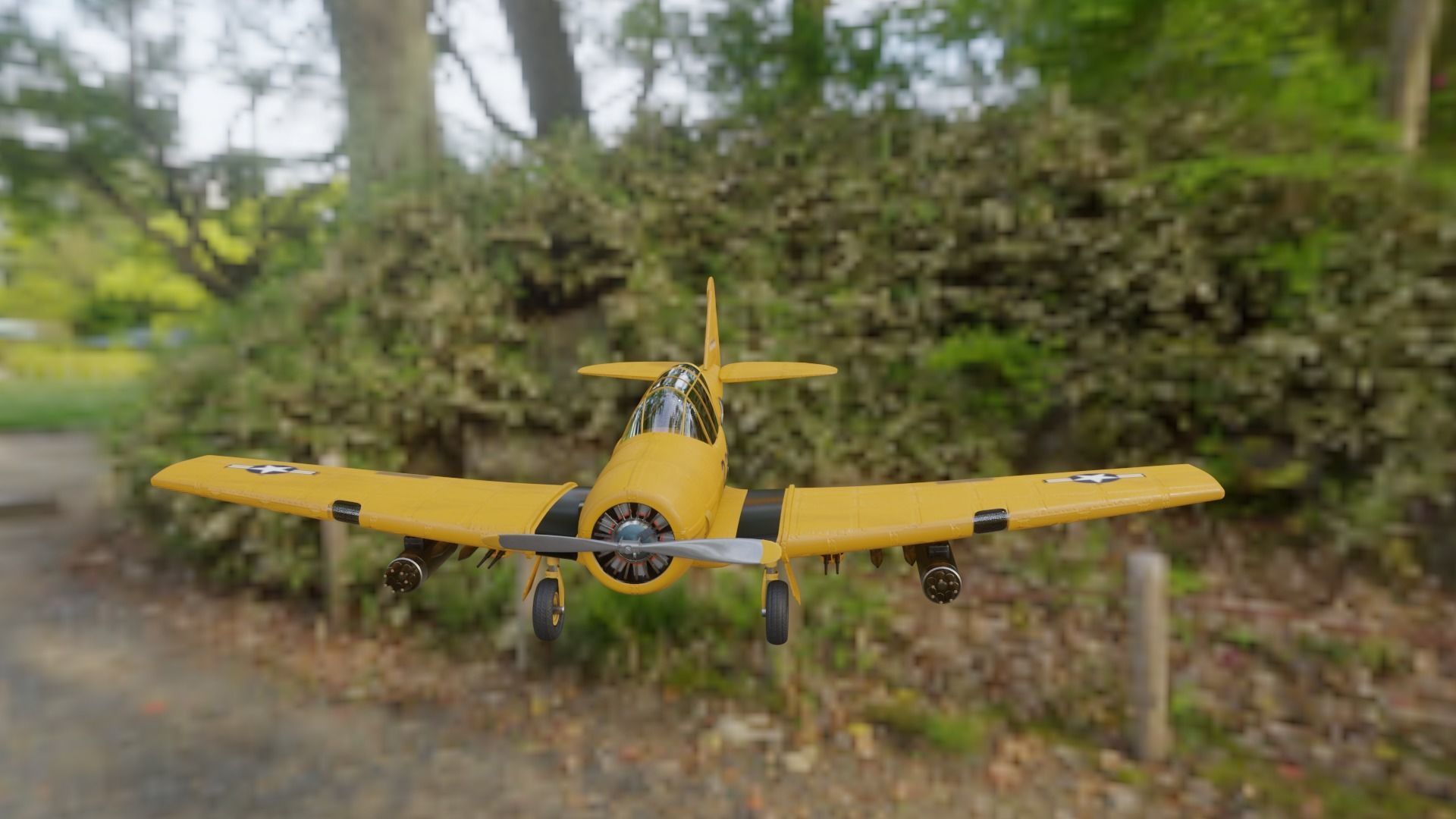 airplane t6 texan  low poly Low-poly 3D model_3