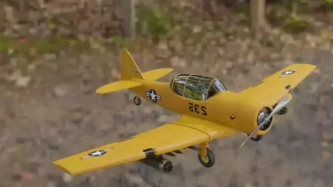 airplane t6 texan  low poly Low-poly 3D model