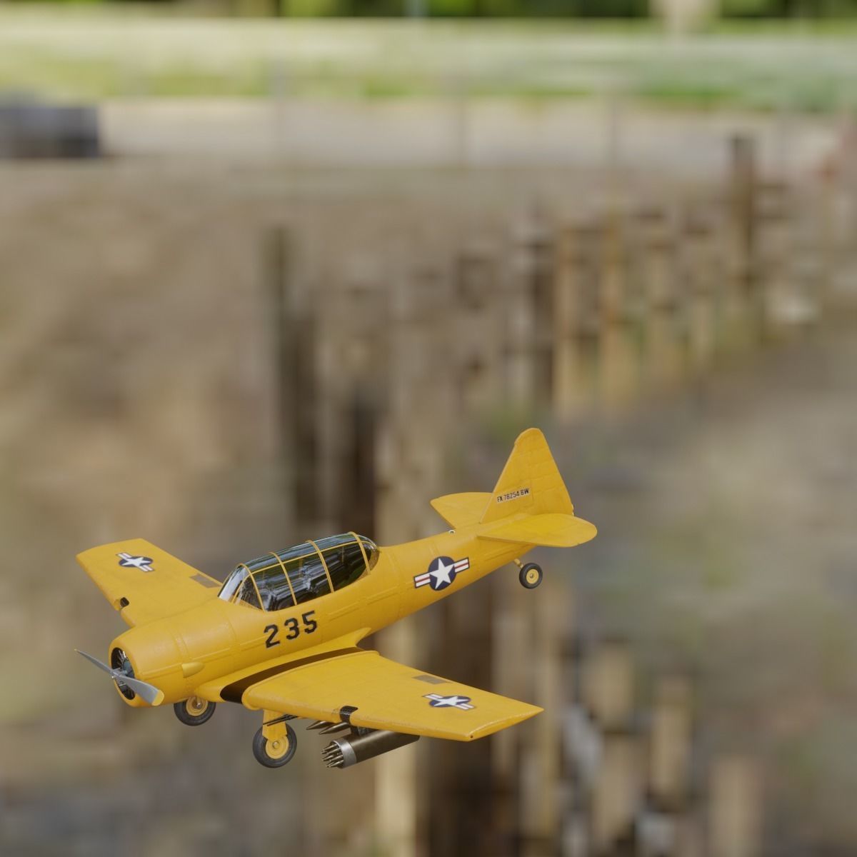 airplane t6 texan  low poly Low-poly 3D model_13