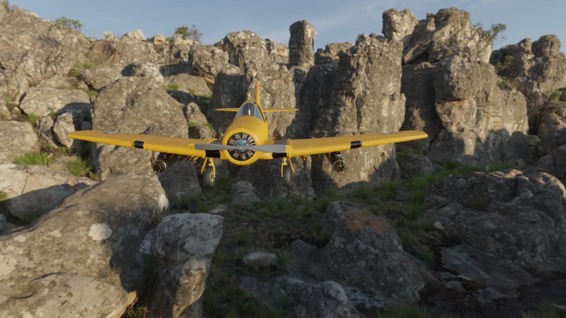 airplane t6 texan  low poly Low-poly 3D model_9