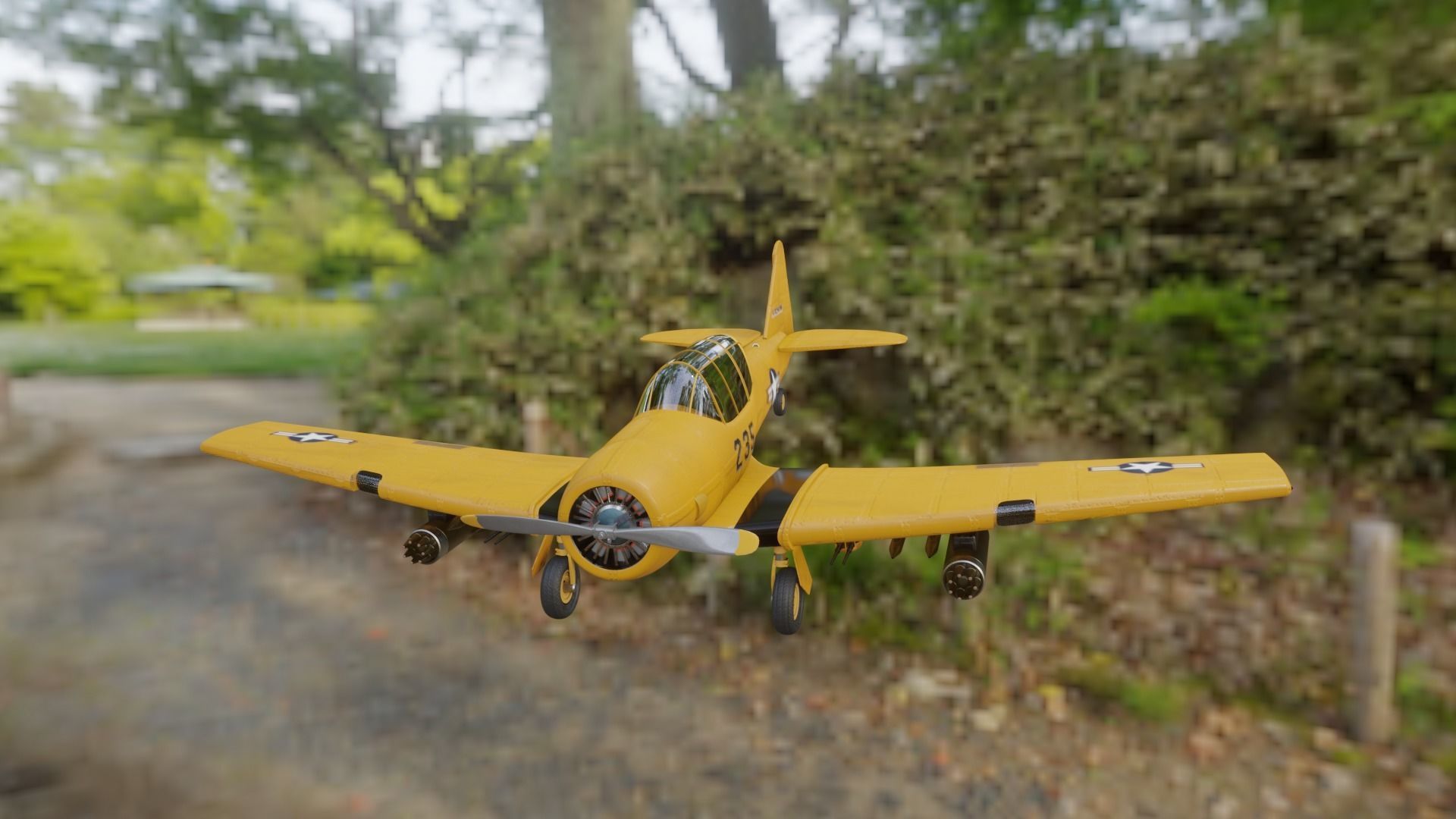 airplane t6 texan  low poly Low-poly 3D model_8