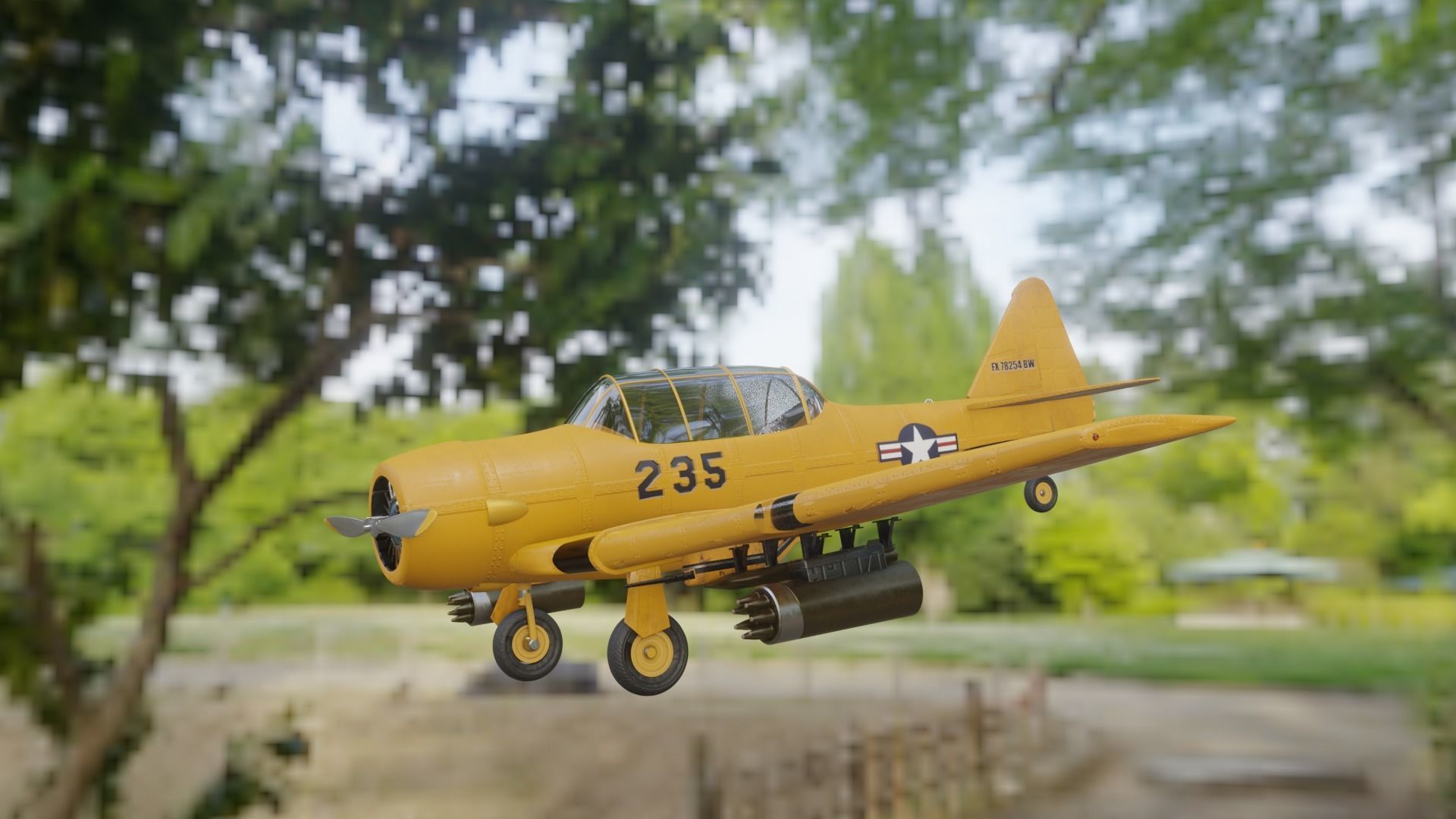 airplane t6 texan  low poly Low-poly 3D model_2