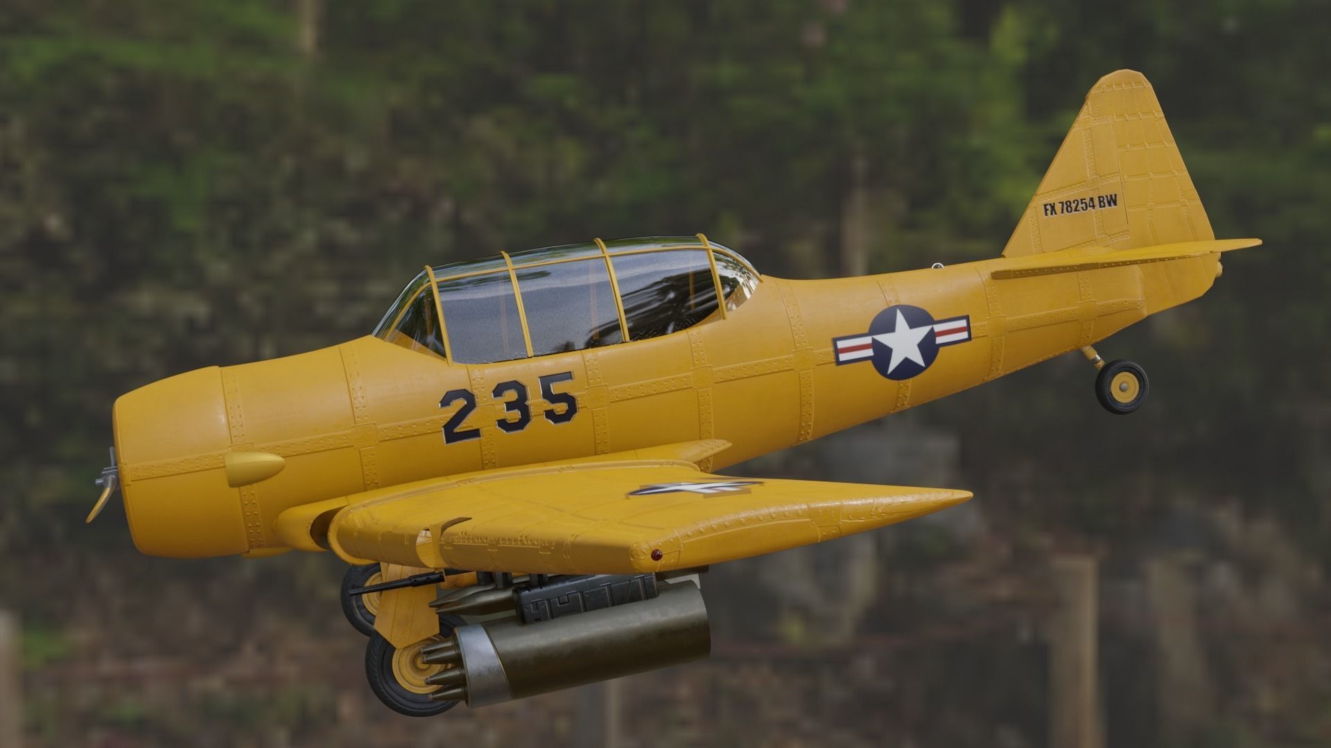 airplane t6 texan  low poly Low-poly 3D model_4