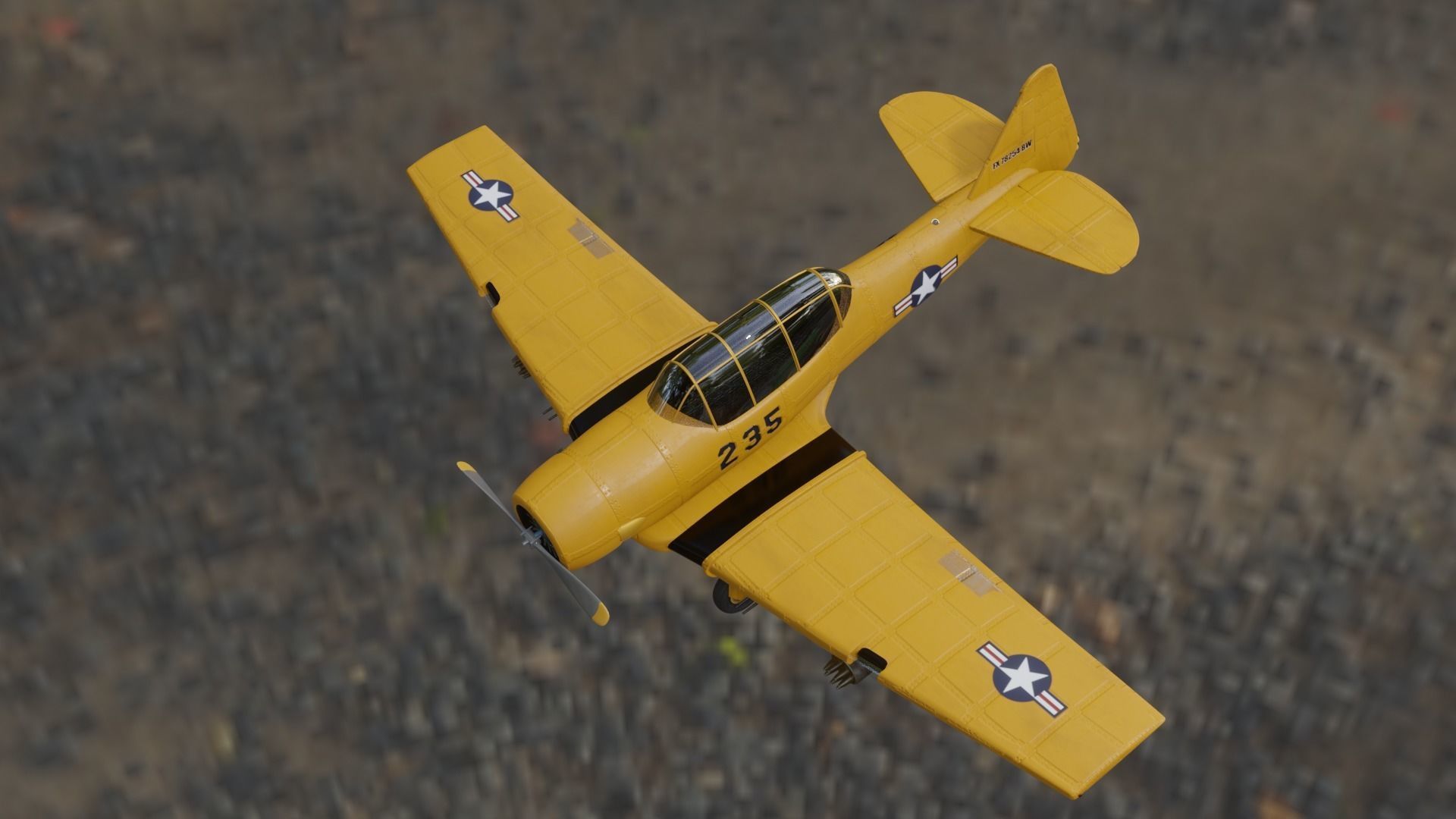airplane t6 texan  low poly Low-poly 3D model_5