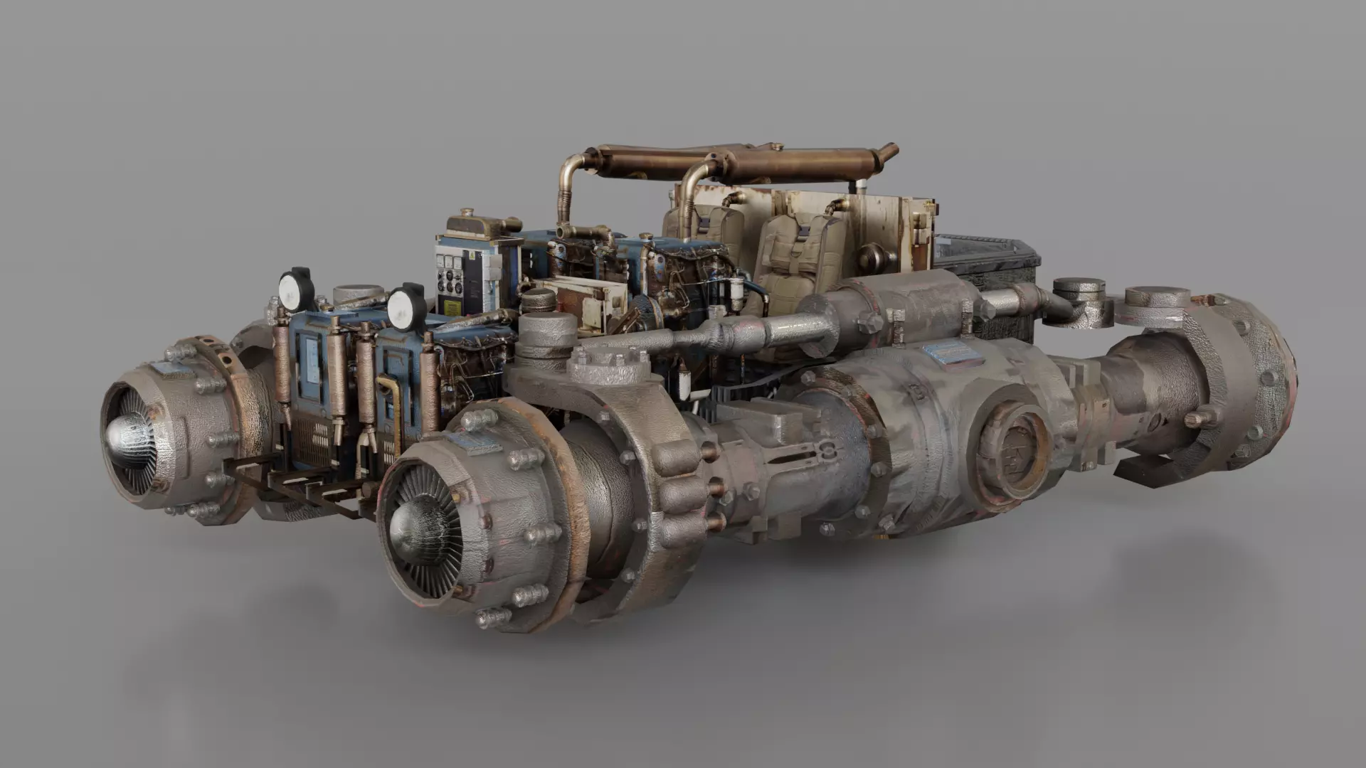 Dystopian Sci-Fi Junkyard Speeder 3D model_0